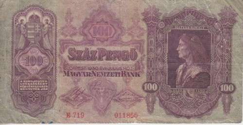 HUNGARY 100 PENGO 1930 P98 VF