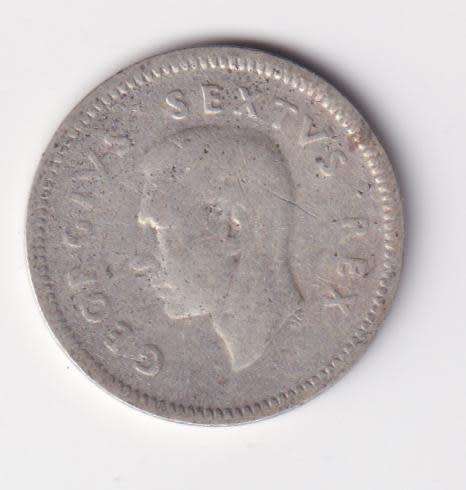 UNION OF SOUTH AFRICA 1950  TICKEY 3 PENCE (SILVER)