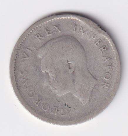 UNION OF SOUTH AFRICA 1937 TICKEY 3 PENCE (SILVER)