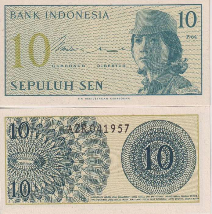INDONESIA 10 SEN 1964 P92 UNC