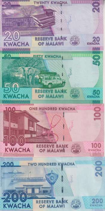 7 x Malawi banknotes 20-2000 Kwacha UNC