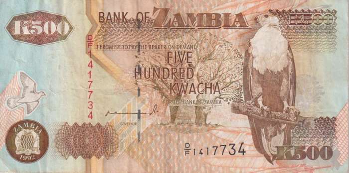 ZAMBIA 500 Kwacha 1992 P.39 VF