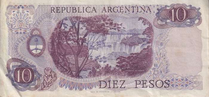 Argentina 10 Pesos, ND(1973-76), P-295 VF