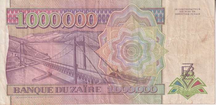 Zaire 1000000 Zaires 1992  P. 44  VF