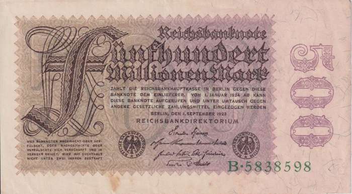 Germany 500 Mark 1923, P110 VF