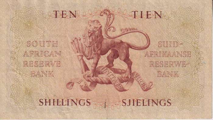 UNION OF SOUTH AFRICA - 10 SHILLINGS M.H. de Kock A/155 1958 #59 XF