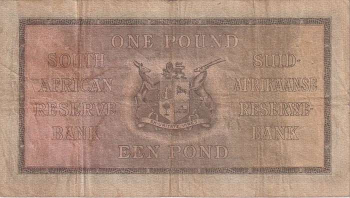 UNION OF SOUTH AFRICA - 1 POND M.H. de Kock A/161 1946 #106 VF