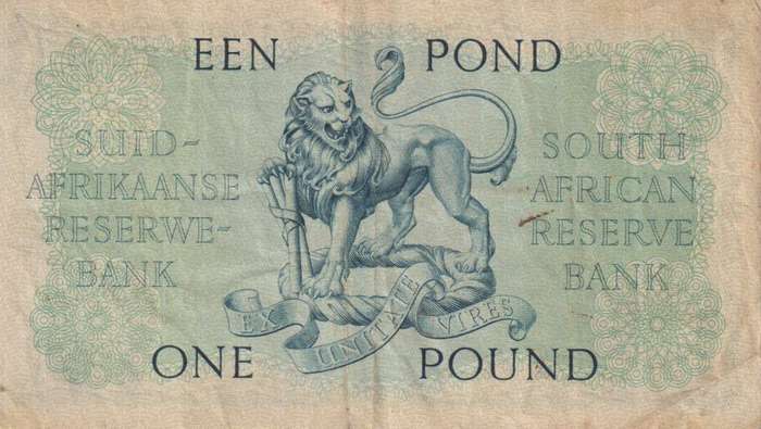 UNION OF SOUTH AFRICA - 1 POUND M.H. de Kock B/198 1955 #137 VF