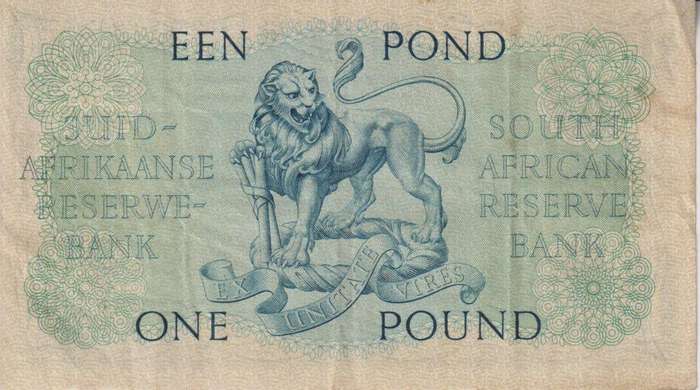 UNION OF SOUTH AFRICA - 1 POND M.H. de Kock B/320 18/02/1958 #140 VF