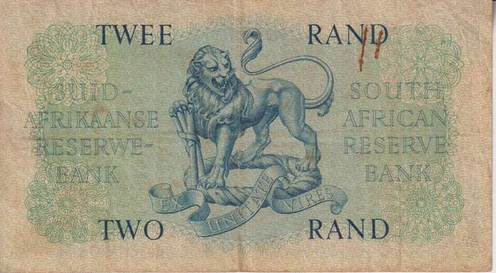 REPUBLIC OF SOUTH AFRICA - 2 RAND M.H. de Kock B/73 1961  #A/E 365VF