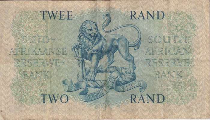 REPUBLIC OF SOUTH AFRICA - 2 RAND M.H. de Kock B/87  1961  #A/E 265 VF