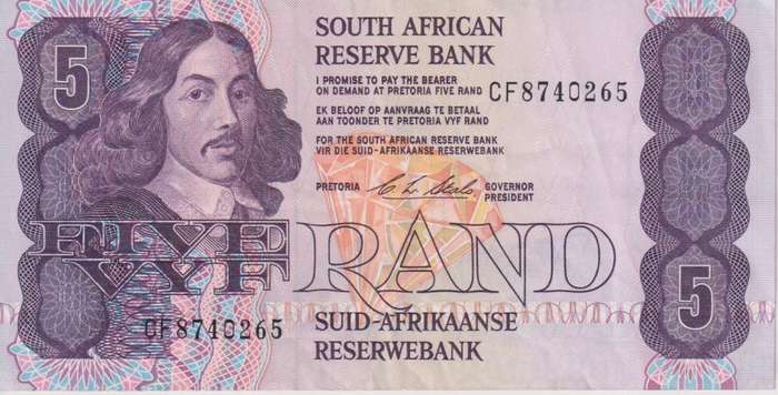 REPUBLIC OF SOUTH AFRICA - 5 RAND C.L.Stals CF 1990  E/A 468 XF