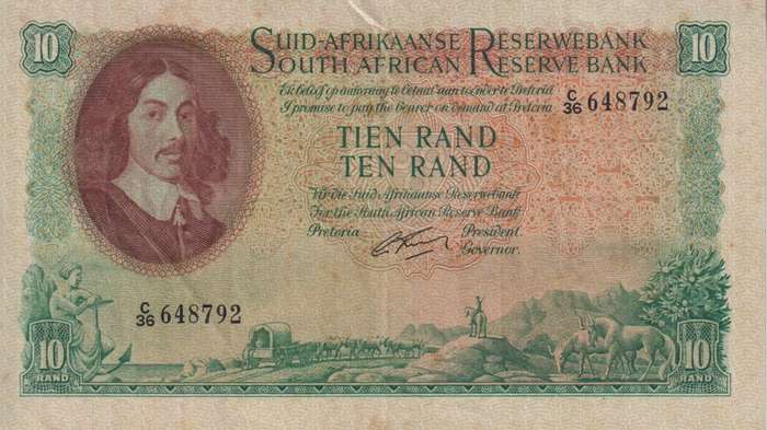 REPUBLIC OF SOUTH AFRICA - 10 RAND G.Rissik C/36  1962 A/E 498 VF+