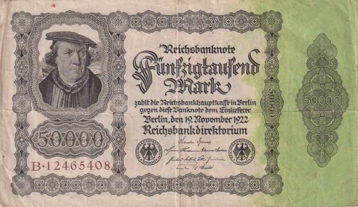 GERMANY 50,000 MARK REICHSBANKNOTE 1922 P80 VF (USED)