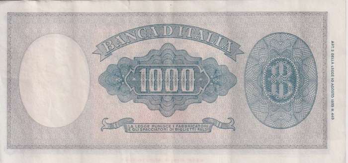 ITALY 1000 LIRE 1947-48 P83 VF+