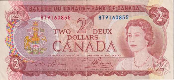 CANADA 2 DOLLAR 1974 P86 VF+