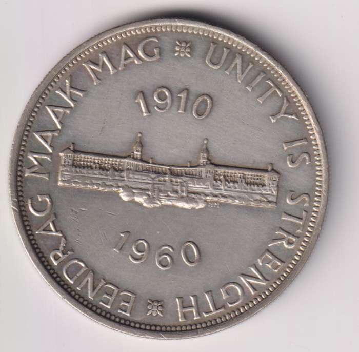 UNION OF SOUTH AFRICA - 1960 5 SHILLINGS - SILVER - UNION BUILDING - see scan