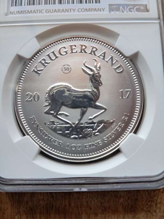 DISCOUNTED! NGC SILVER 1 OZ KRUGER RAND NGC GRADED SP69 50 th anniversary 2017