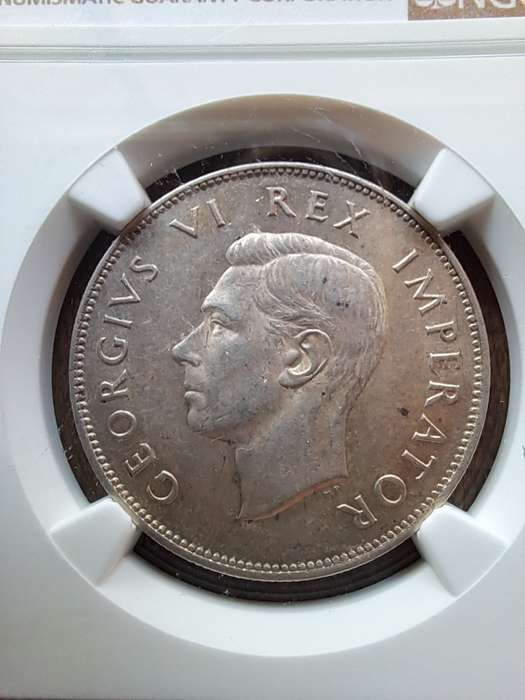 1942 SILVER 2.5 S GEORGE V1 NGC GRADED AU58