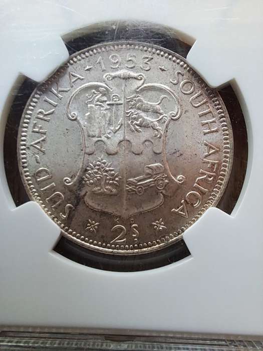 1953  SILVER 2 Shillings  ELIZABETH II  NGC GRADED MS62