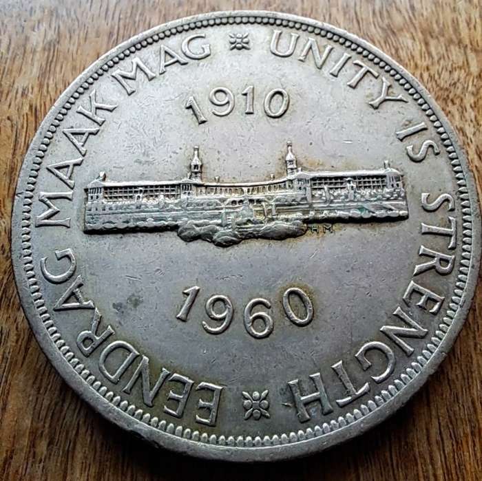 UNION OF SOUTH AFRICA - 1960 5 SHILLINGS - SILVER - UNION BUILDING - see scan