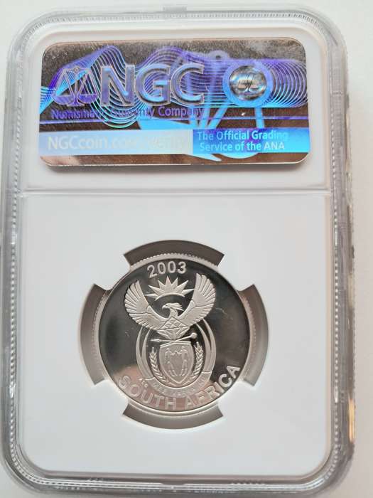 REPUBLIC OF SOUTH AFRICA - 2003 SILVER PROOF 5c BIG 5 - RHINO - NGC GRADED PF68 ULTRA CAMEO