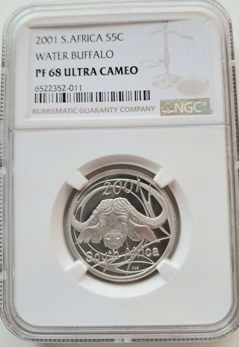 REPUBLIC OF SOUTH AFRICA - 2001 SILVER PROOF 5c BIG 5 - BUFFALO - NGC GRADED PF69 ULTRA CAMEO