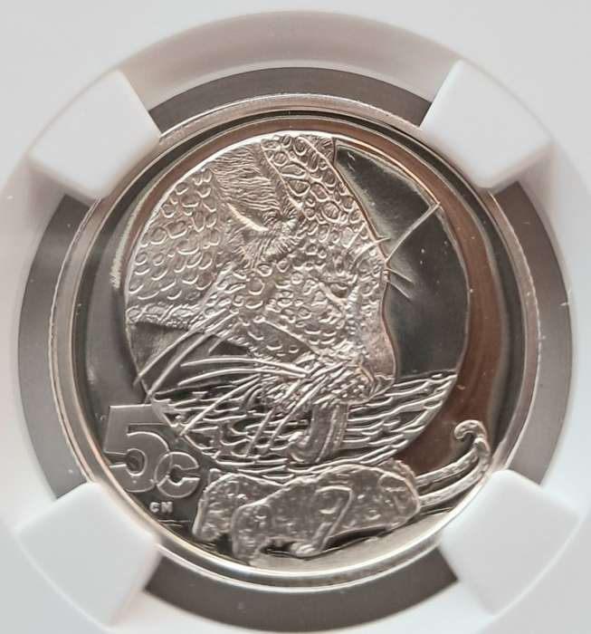 REPUBLIC OF SOUTH AFRICA - 2004 SILVER PROOF 5c BIG 5 - LEOPARD - NGC GRADED PF69 ULTRA CAMEO