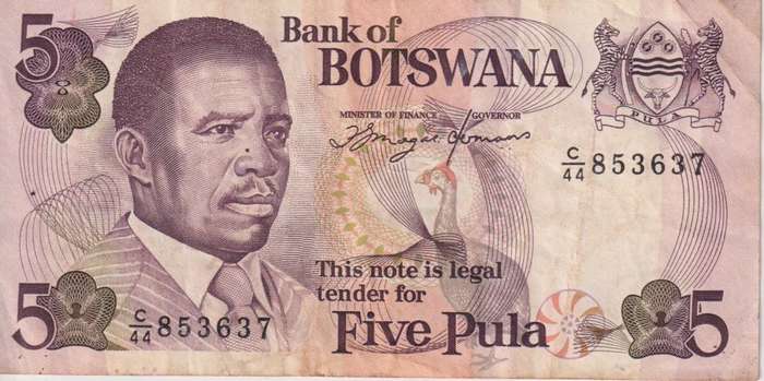 BOTSWANA - 5 PULA 1989-92 VF