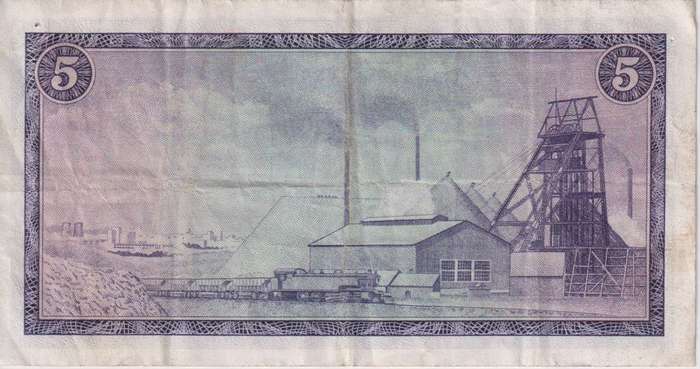 REPUBLIC OF SOUTH AFRICA - 5 RAND T.W.de Jongh F/223  1967  A/E 432 VF