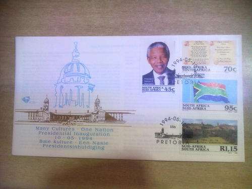 Mandela inauguration envelope with stamps