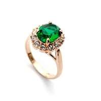 18K GOLD PLATED GREENCRYSTAL RING MADE WITH AUSTRIAN CRYSTALS SIZE  8