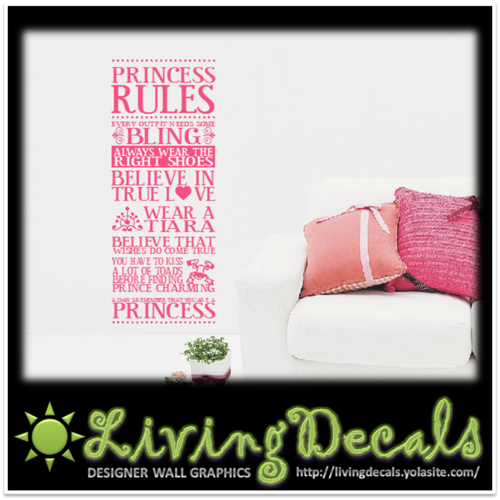 Vinyl Decals Wall Art Stickers - Princess Rules