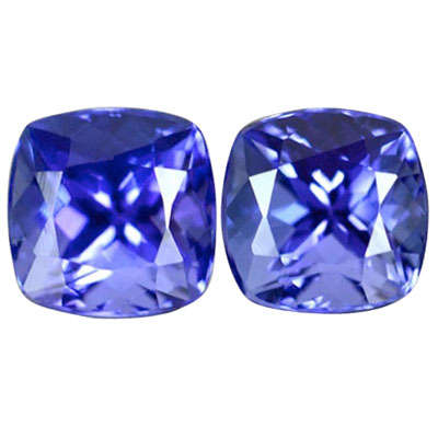 1.91CT TANZANITE MATCHING PAIR [G.I.S.A.CERTIFIED] Intense Blue Violet (bV4/4), VVS