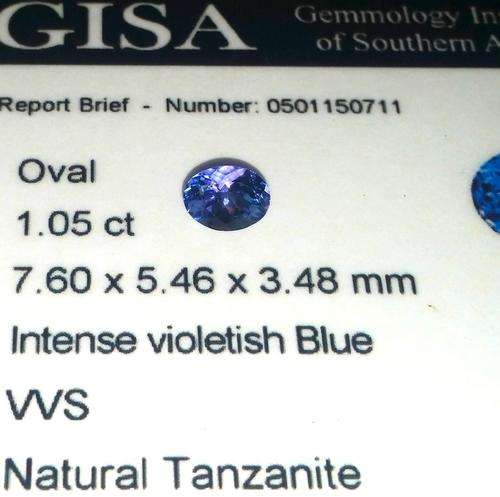 1.05CT TANZANITE [G.I.S.A. CERTIFIED] Intense Violet Blue [vB4/4], VVS