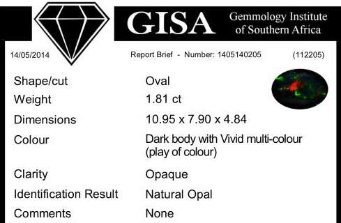 1.81ct Certified Black Opal