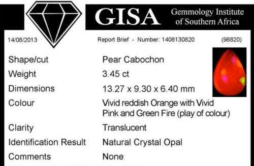3.45ct Certified Opal