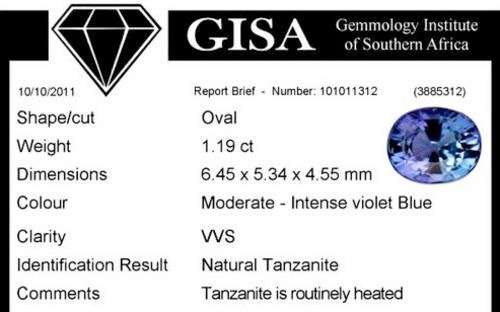 GISA CERTIFIED TANZANITE