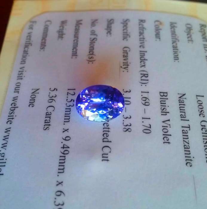 * Premium Grade Tanzanite * 5.36CT Certified Tanzanite [bV7/7]