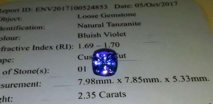 2.35CT Certified Tanzanite