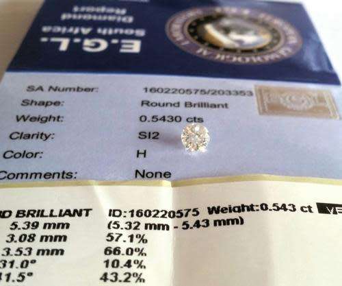 0.5430CT Diamond [ EGL Certified ] H / SI2