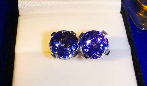 12ct Tanzanite, 18ct White Gold Earrings with Certified Tanzanite