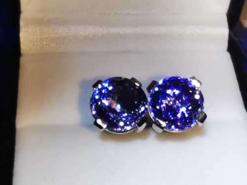 12ct Tanzanite, 18ct White Gold Earrings with Certified Tanzanite