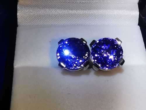 12ct Tanzanite, 18ct White Gold Earrings with Certified Tanzanite