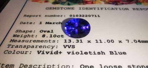 8.10CT TANZANITE * Certified Tanzanite *