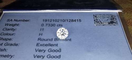 * Diamond *   0.733CT Diamond [ EGL Certified ] Round Brilliant Cut  H  I1