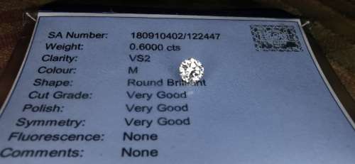 * Diamond *   0.600CT Diamond [ EGL Certified ] Round Brilliant Cut  M VS2