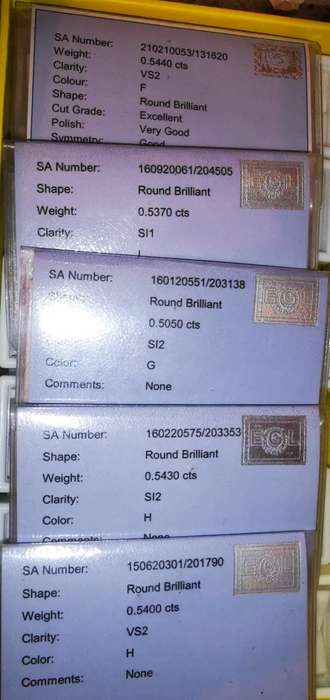 2.66cts Diamonds  [Set of 5x half carat diamonds]
