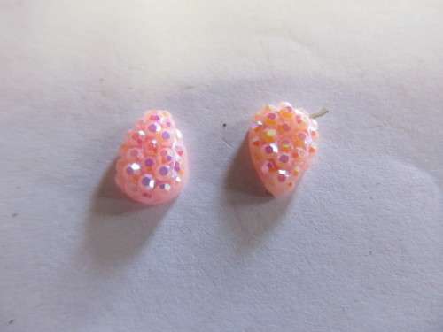 Embellishments, Plastic, Teardrop, Pink, 10mm, 2pc