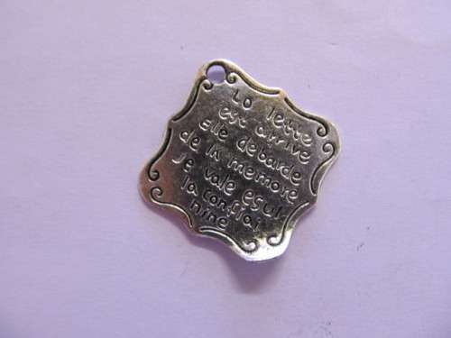 Pendant Metal Nickel Old French Wording 30mm 1pc